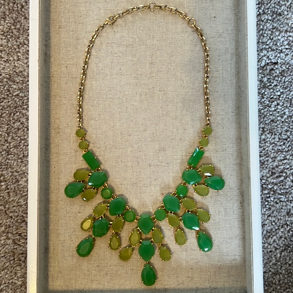Stella & Dot Linden Necklace - Green gems statement necklace